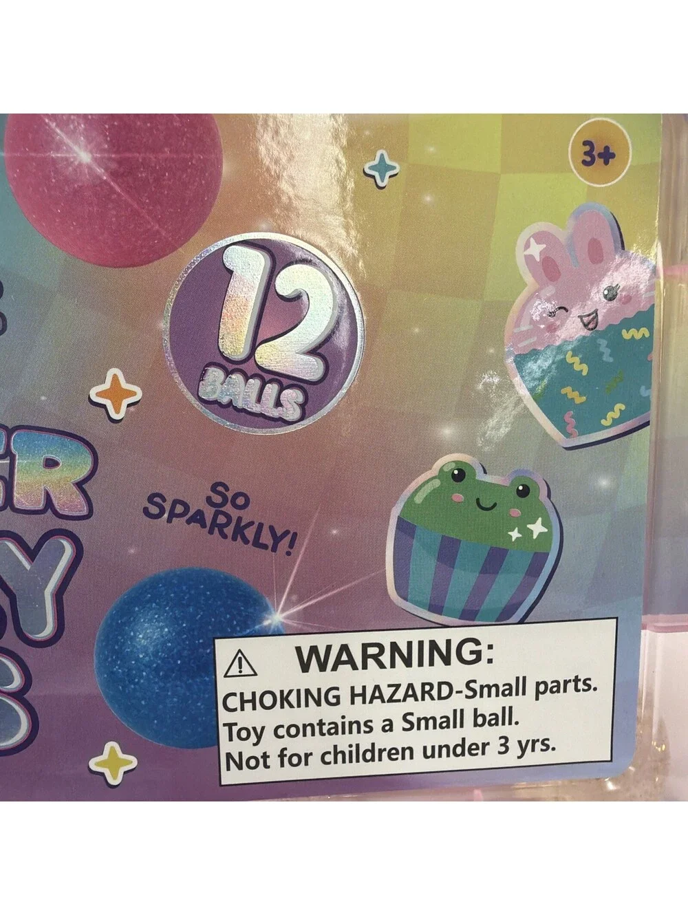 ToyMania Squish and Squiggle Glitter Bouncy balls with Carry Case 12 Balls